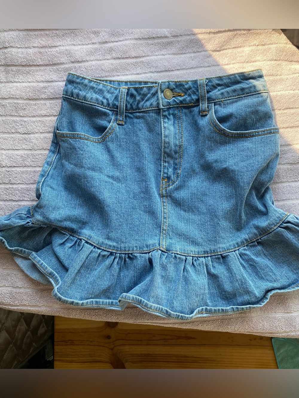 Brandy Melville/ John Galt Blue Jean Flounce Ruffle Mini Skirt Small
